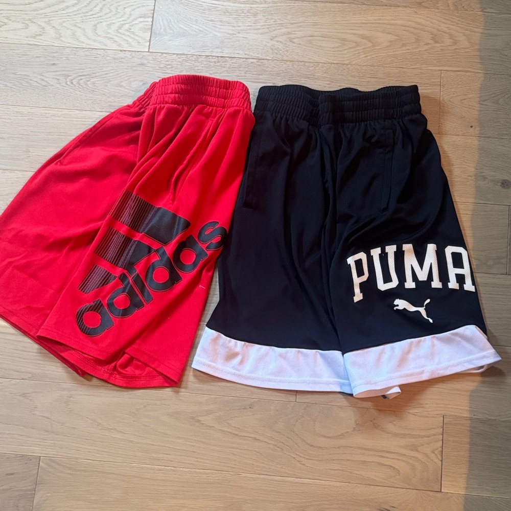Adidas Red Shorts & Puma Black Kids Shorts size L